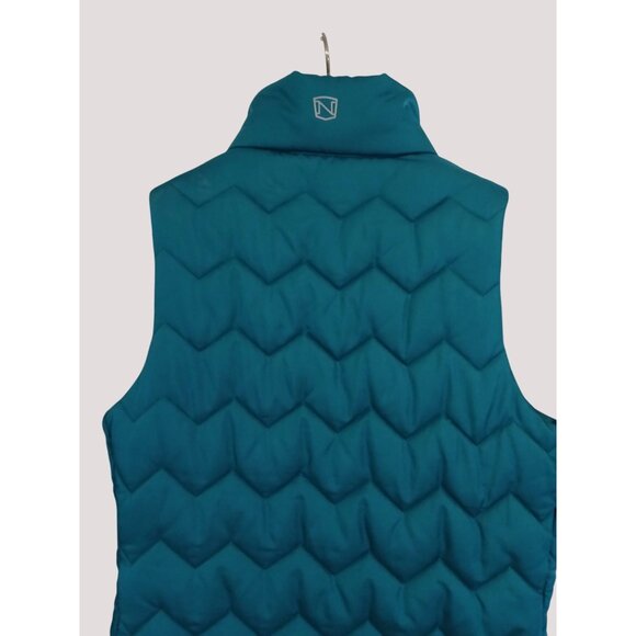 Noble Outfitters Calgary Teal Chevron Quilted Puffer Vest Size M High Collar Log - Picture 6 of 10